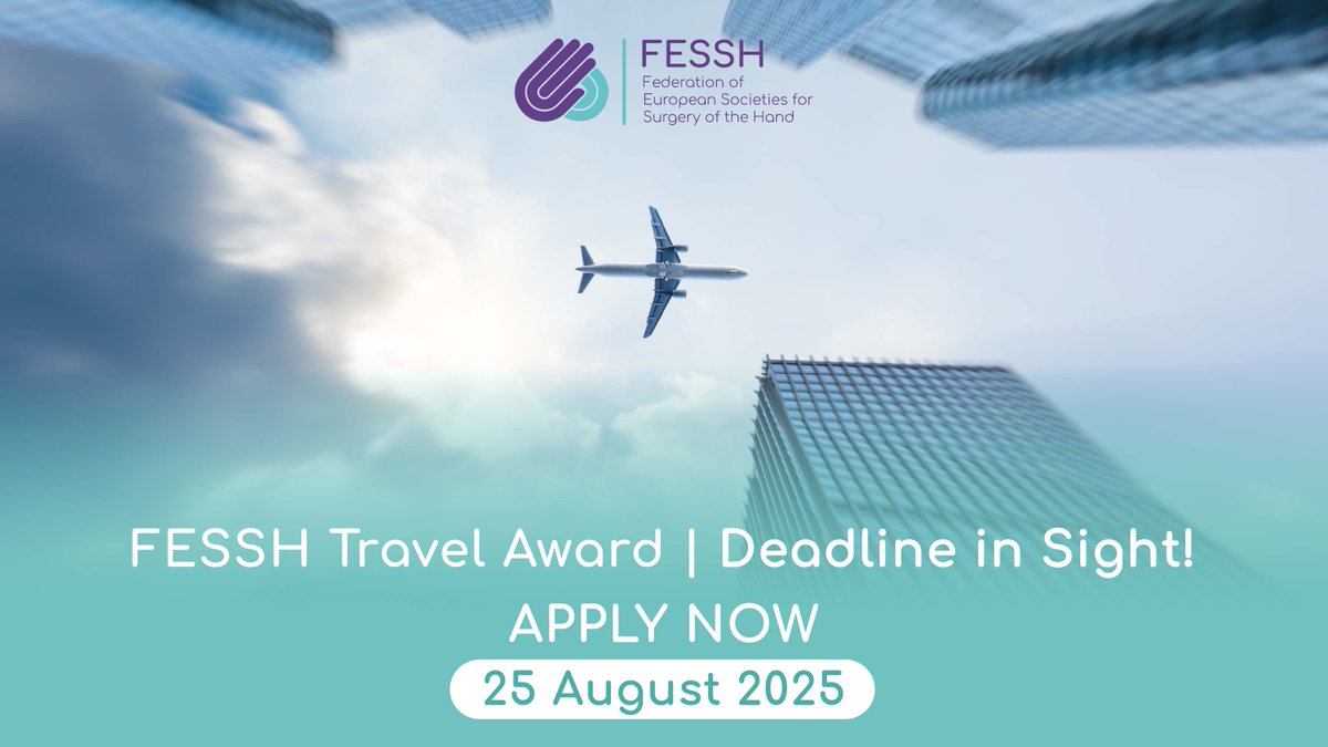 Level Up Your Hand Surgery Career! 🌍✨
Apply for the FESSH Travel Award – €4,000 to visit top Hand Centres in Europe!
Deadline: 25 August 2025
👉 fessh.com/travel-award/