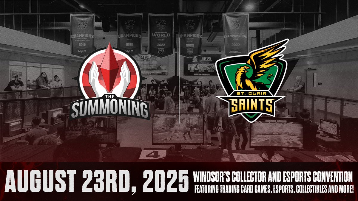 The Summoning (@thesummoningca) on Twitter photo The Summoning is Returning on August 23rd! ๐ฎ
We're excited to have <a href="/SaintsGamingCA/">St. Clair Saints</a> host the Esports tournaments again. Featuring Marvel Rivals, Smash, Fighting Games and more!
Purchase your tickets here:
stclairsaints.ca/tsc25 The Summoning is Returning on August 23rd! ๐ฎ
We're excited to have <a href="/SaintsGamingCA/">St. Clair Saints</a> host the Esports tournaments again. Featuring Marvel Rivals, Smash, Fighting Games and more!
Purchase your tickets here:
stclairsaints.ca/tsc25