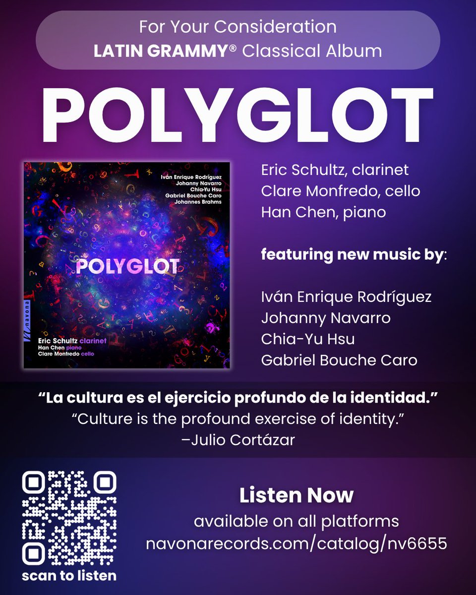 For Your Consideration at the Latin GRAMMYs 
POLYGLOT featuring new classical music by Puerto Rican composers 
Streaming links and album notes: navonarecords.com/catalog/nv6655/

Please share! #LatinGRAMMY #FYC #classicalmusic #foryourconsideration #paratuconsideración #parasuaconsideração