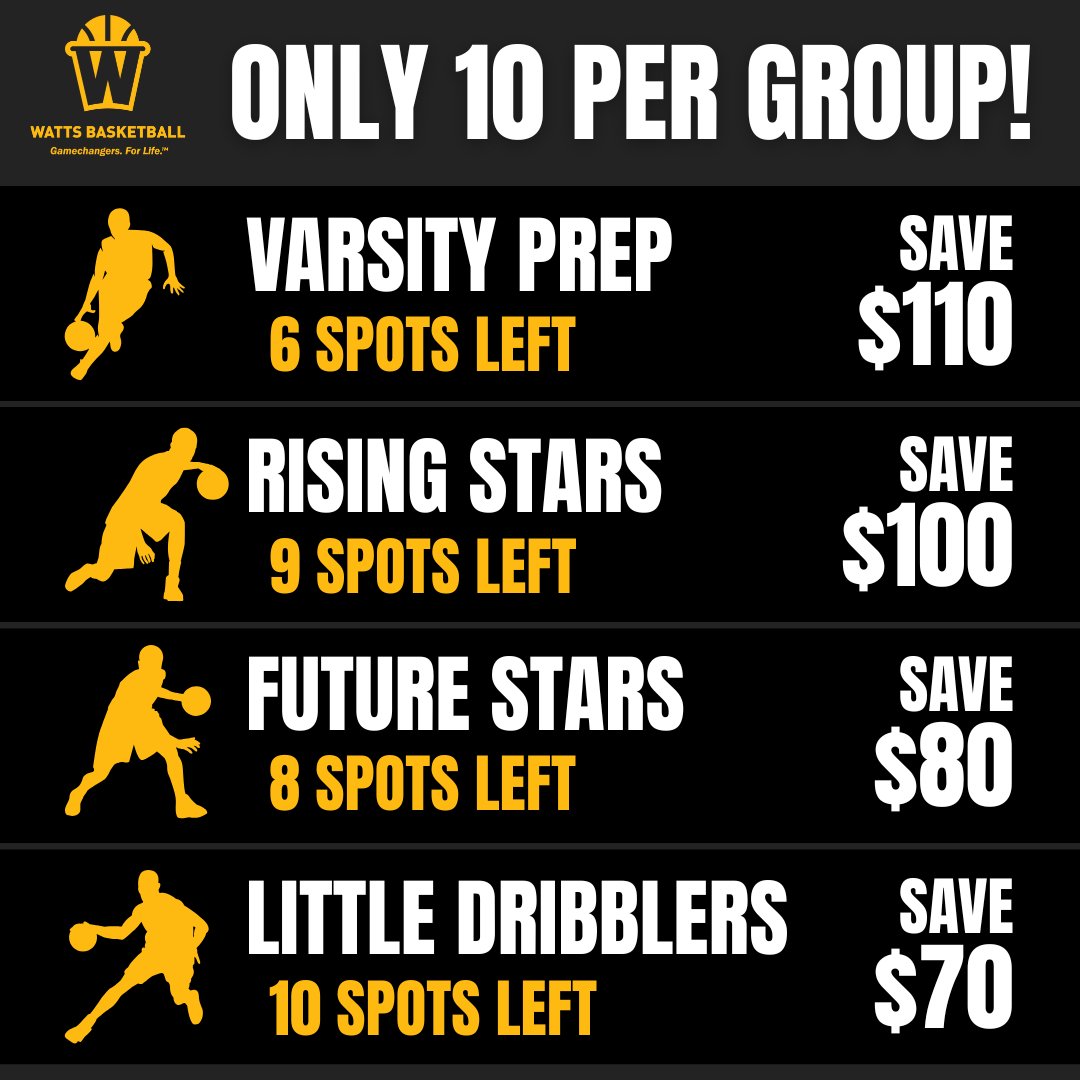 📣Only 9 Booster Packages Left! 
 
Confidence. Joy. Game-changing skills. 
That’s what your child gains in our Future Stars Program. 

 🎁Save $100 now → wattsbasketball.co/NewCustomerPro…

#FutureStars #YouthDevelopment
