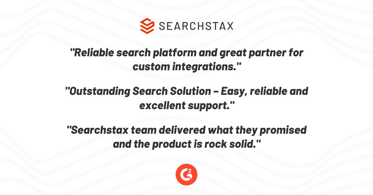 Few things are more validating than real customer feedback.

From notes on seamless integrations to rock-solid performance and standout support, these G2 reviews reflect what sets SearchStax apart.

The team stays focused on building smarter search experiences that deliver our