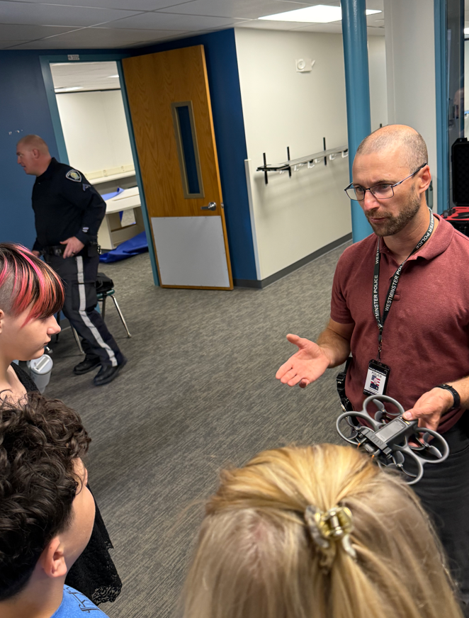 WestminsterPD's tweet photo. While we were out training with our drones, we had the opportunity to visit the Austin Centers for Exceptional Students. These students had some great questions! We love their enthusiasm and curiosity! #WestyPD https://t.co/kqQb5McFEn