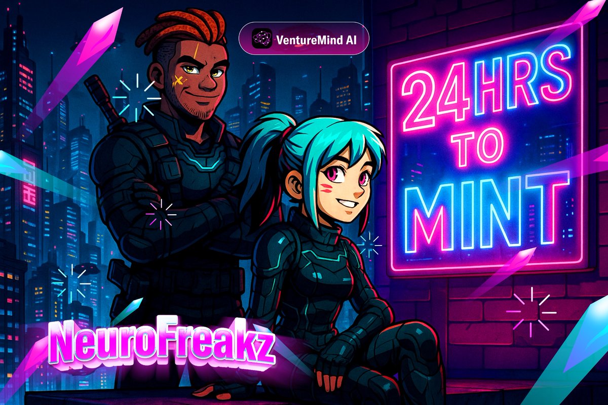 Less than 24 hours until the @NeuroFreakz mint and Agents launch!

This is a step toward owning the AI-native future we’ve been building quietly, piece by piece.

Now it’s time to go loud.

We’re going live straight from the VentureMind AI Studio, and you won’t want to miss it.