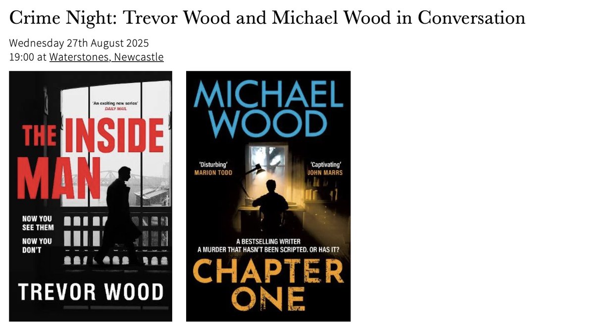 Trevor Wood (@trevorwoodwrite) on Twitter photo Come and see me and <a href="/MichaelHWood/">Michael Wood</a> arm-wrestling for the title of strongest crime writer called Wood. The winner will take on Tom Wood in a title decider (Subject to availability). Tickets here: waterstones.com/events/crime-n… ( (. . Come and see me and <a href="/MichaelHWood/">Michael Wood</a> arm-wrestling for the title of strongest crime writer called Wood. The winner will take on Tom Wood in a title decider (Subject to availability). Tickets here: waterstones.com/events/crime-n… ( (. .