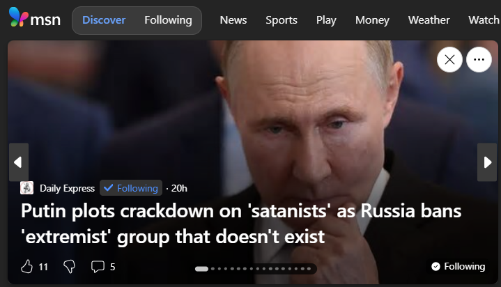 La Russie va interdire les satanistes