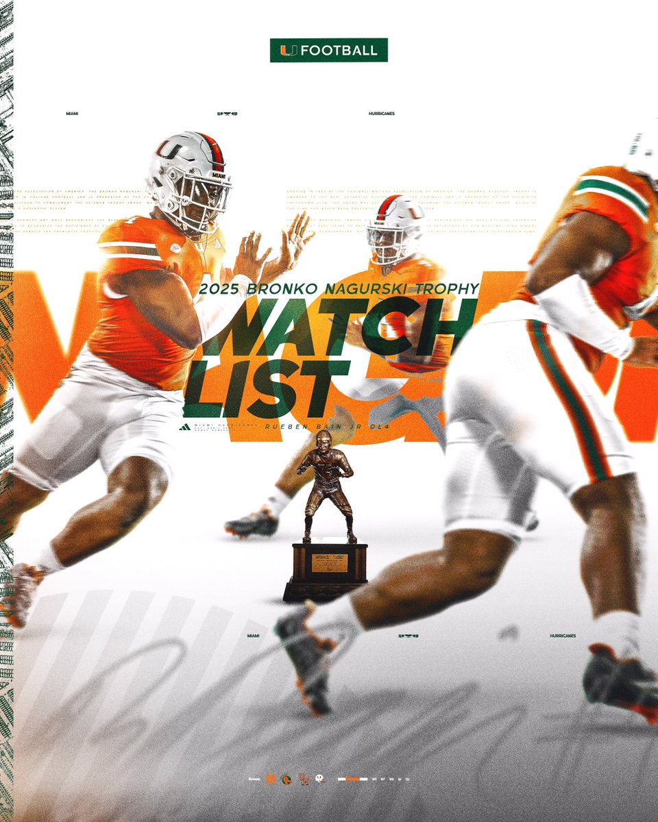 Fearless and powerful on every snap.

Rueben Bain Jr. is on the Bronko Nagurski Trophy Watch List 🙌