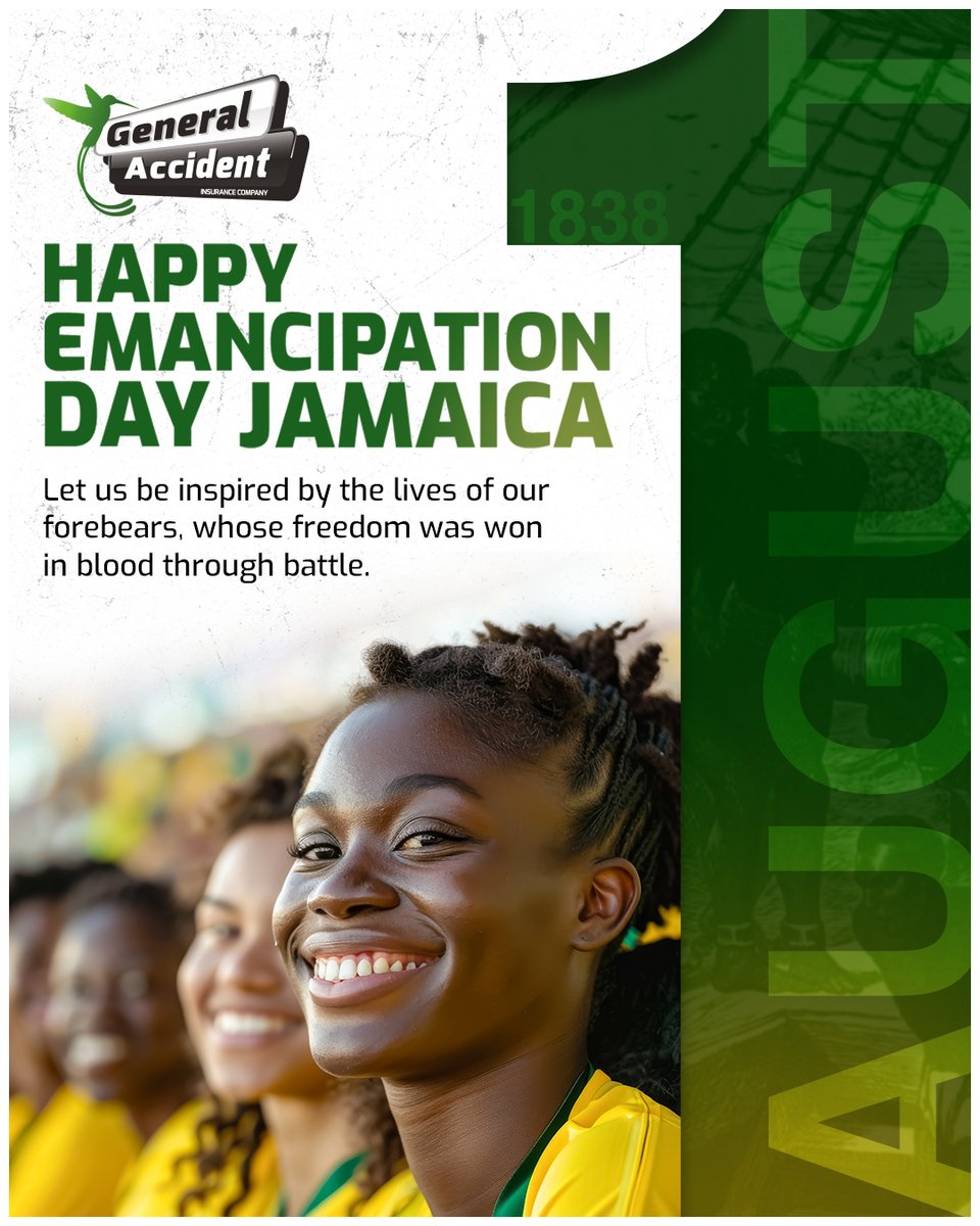 genacc's tweet image. Freedom remembered, future protected. This Emancipation Day, we honour the strength and the joy of freedom.
#CarInsurance #ContentsInsurance #PropertyInsurance #MotorInsurance #HomeInsurance #TravelInsurance #Insurance #GenAcJA #Jamaica #FutureProofingTomorrow #EmancipationDay