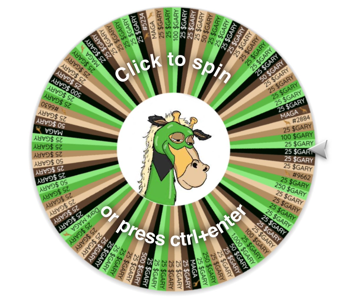 Gary (@garylhenderson) on Twitter photo 🥳The 🦒 wheel is coming back! 🚀🎡
💥OVER $28,000 in prizes
🗓️ Starts Aug 1 @ 00:00 UTC
💰 4 Ultra‑Rare 🦒: #2884, #9662, #5237, #6630
💰 5 MAGA 🦒
💰 1 Dark MAGA 🦒
💰 5,000 $GARY
▶️ To enter:
1️⃣ Grab a 🦒 on <a href="/MagicEden/">Magic Eden 🪄</a>
2️⃣ Post on X that you just grabbed a 🦒 on 🥳The 🦒 wheel is coming back! 🚀🎡
💥OVER $28,000 in prizes
🗓️ Starts Aug 1 @ 00:00 UTC
💰 4 Ultra‑Rare 🦒: #2884, #9662, #5237, #6630
💰 5 MAGA 🦒
💰 1 Dark MAGA 🦒
💰 5,000 $GARY
▶️ To enter:
1️⃣ Grab a 🦒 on <a href="/MagicEden/">Magic Eden 🪄</a>
2️⃣ Post on X that you just grabbed a 🦒 on