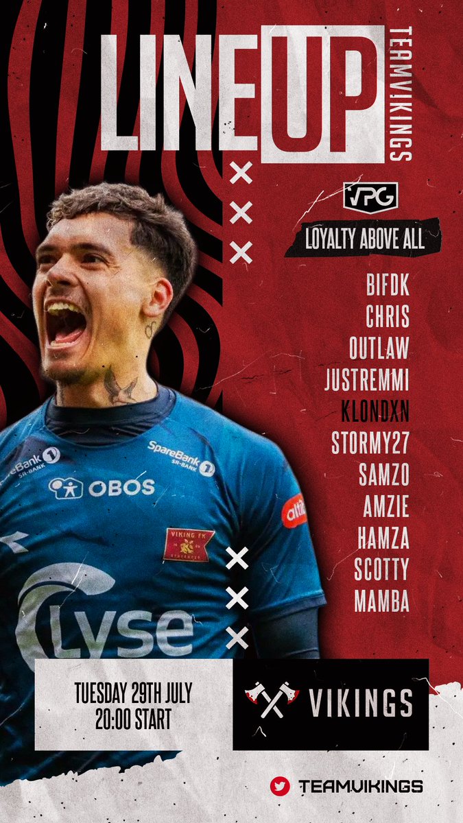 Vikings (@teamvikings) on Twitter photo Tonight's lineup in <a href="/OfficialVPG/">Virtual Pro Gaming</a> is as follows!
20:00 VS @Mari FC
20:45 VS @vpg_sentinels
21:15 VS <a href="/MightyLionzES/">Mighty Lionz eSports</a>
Let's goooo Tonight's lineup in <a href="/OfficialVPG/">Virtual Pro Gaming</a> is as follows!
20:00 VS @Mari FC
20:45 VS @vpg_sentinels
21:15 VS <a href="/MightyLionzES/">Mighty Lionz eSports</a>
Let's goooo