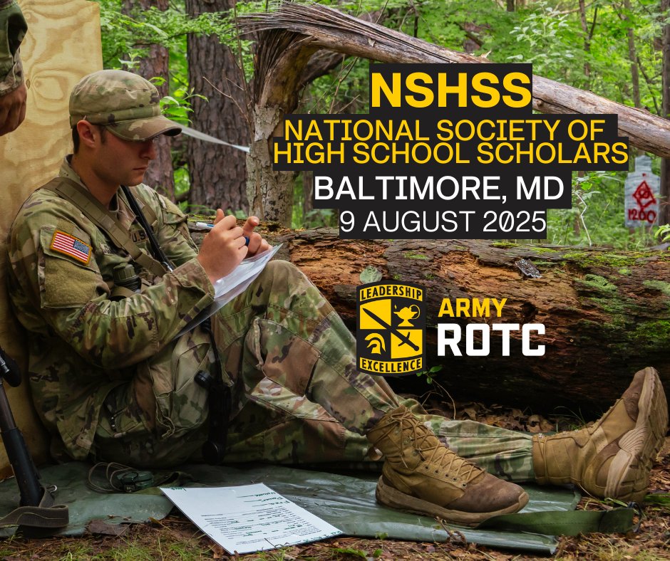 JoinArmyROTC's tweet image. Join #ArmyROTC this weekend at this year's NSHSS Scholar's Day at Johns Hopkins University. A one-day educational conference on 9 August 2025! This event will feature a Healthcare Industry Panel, workshops, a college and career fair and networking opportunities.