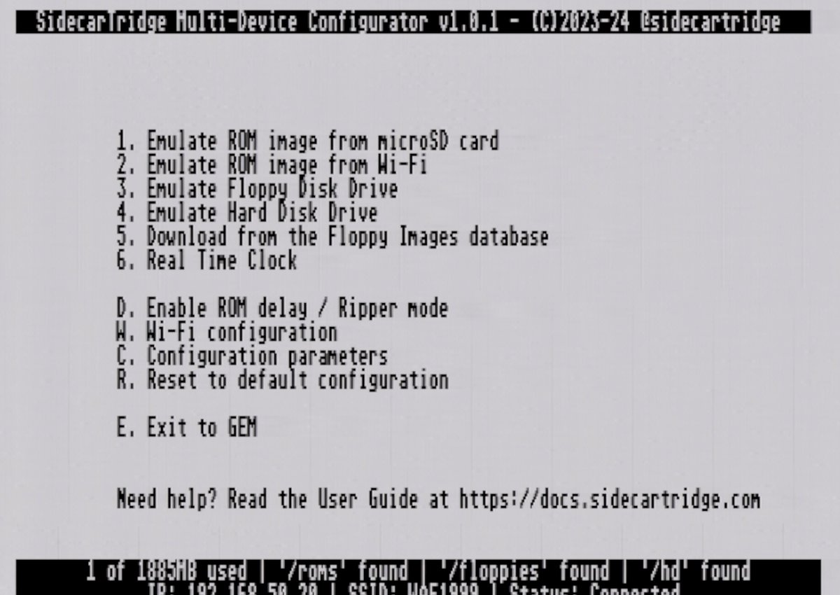 SidecarTridge. This little device for your Atari ST is something of a revelation. Floppy Emulation, HDD Emulation, ROM emulation, RTC, wifi-access, it's amazing. I haven't explored it deeply yet, but my socks are already off! <a href="/sidecartridge/">SidecarTridge</a> sidecartridge.com Nice 😀😀😍😍