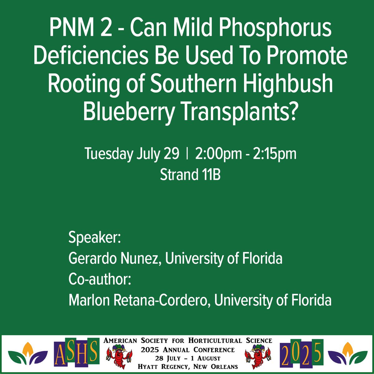 Can a little stress be a good thing? Discover how mild phosphorus deficiencies might actually boost root growth in southern highbush blueberry transplants—at least for some cultivars. Don’t miss this fresh take!
#ASHS2025 #Horticulture #SustainableAg <a href="/ufhorticulture/">UF/IFAS Horticultural Sciences</a> <a href="/ASHS_Hort/">ASHS</a>