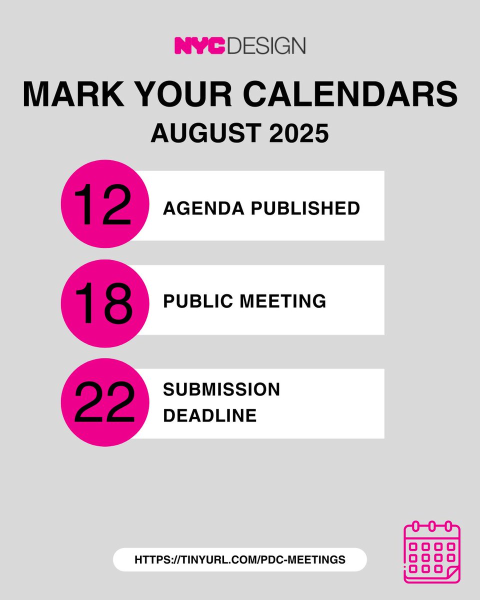 Mark your calendars!  

Find more information about the 2025 PDC Design Review schedule and process here: nyc.gov/site/designcom…