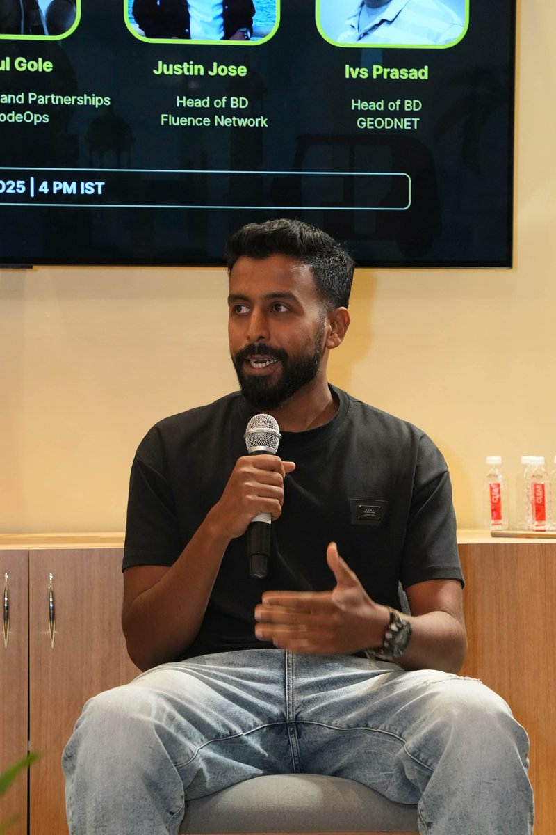 Fluence Network (@fluence_project) on Twitter photo Great energy at Bangalore DePIN meetup hosted by <a href="/AethirIndia/">Aethir India</a> 🇮🇳
Our BD lead <a href="/JustineJose15/">Justin Jose</a> joined the panel alongside friends from <a href="/arbitrum_india/">Arbitrum India</a> <a href="/GEODNET_/">GEODNET</a> <a href="/NodeOpsHQ/">NodeOps</a> and others to chat about decentralized infrastructure, nodes, and what’s next for the Indian DePIN space
Big Great energy at Bangalore DePIN meetup hosted by <a href="/AethirIndia/">Aethir India</a> 🇮🇳
Our BD lead <a href="/JustineJose15/">Justin Jose</a> joined the panel alongside friends from <a href="/arbitrum_india/">Arbitrum India</a> <a href="/GEODNET_/">GEODNET</a> <a href="/NodeOpsHQ/">NodeOps</a> and others to chat about decentralized infrastructure, nodes, and what’s next for the Indian DePIN space
Big
