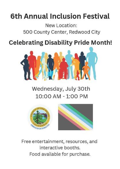 Tomorrow, come celebrate Disability Pride Month at the 6th annual Inclusion Festival in downtown Redwood City! We’ll be there registering people to vote and answering questions about voting accessibility. <a href="/sanmateoco/">County of San Mateo</a>