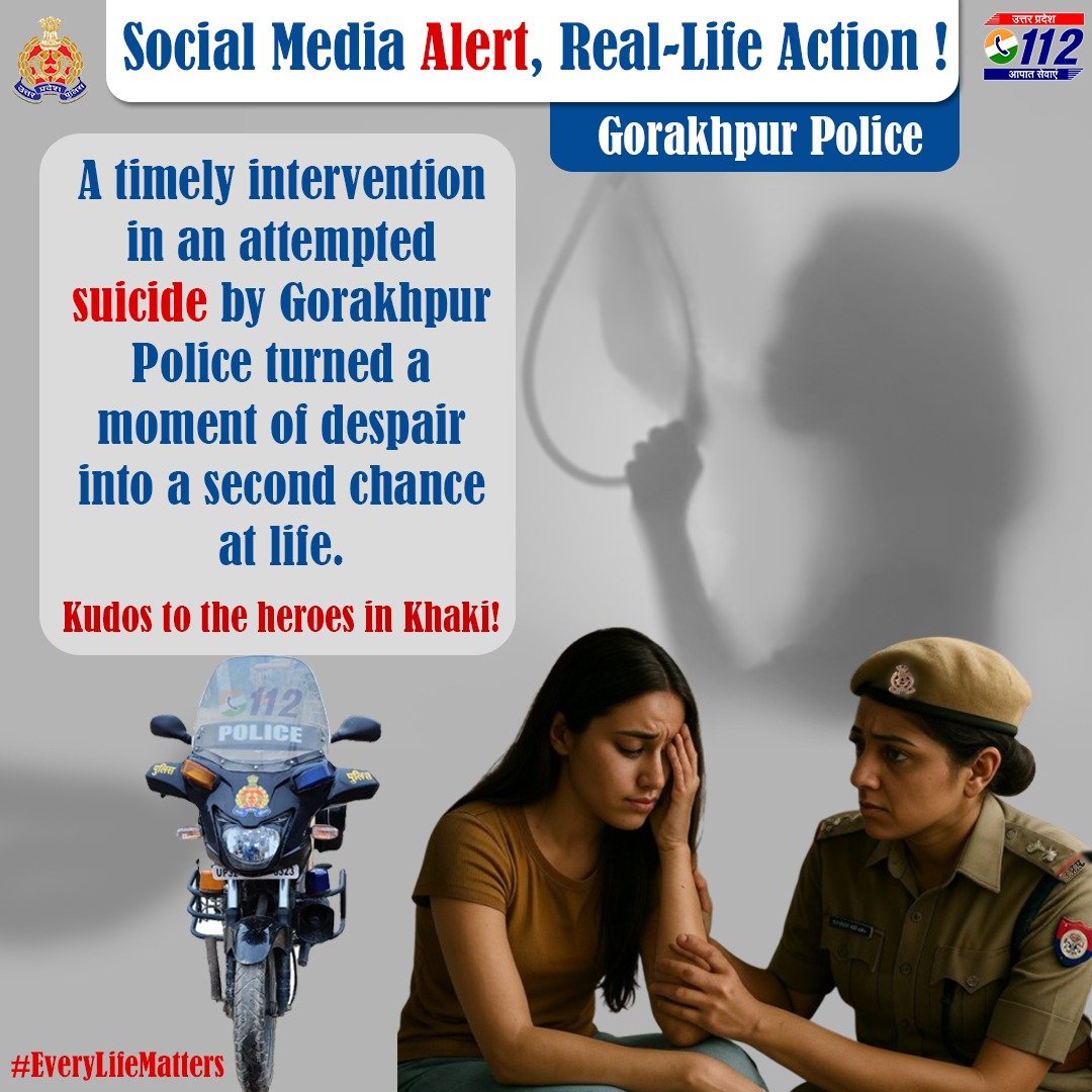 पोस्ट से सुरक्षा तक — सिर्फ़ 19 मिनट में 

गोरखपुर निवासी 18 वर्षीय छात्रा ने इंस्टाग्राम पर आत्महत्या से जुड़ा एक बेहद चिंताजनक पोस्ट साझा किया। रात्रि 00ः48 बजे, यह अलर्ट <a href="/Meta/">Meta</a> द्वारा यूपी पुलिस सोशल मीडिया सेंटर को प्राप्त हुआ। टीम ने तुरंत लोकेशन ट्रेस कर <a href="/gorakhpurpolice/">Gorakhpur Police</a> को