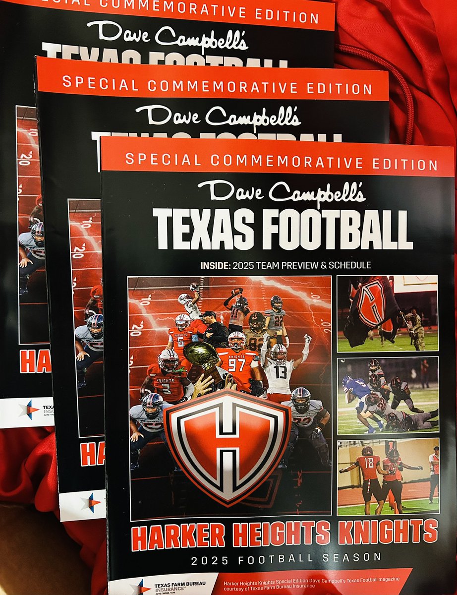 2025 Commemorative DCTF 🏈 Cover
“…based on the good faith that you will continue to HONOR &amp; DEFEND to further the tradition.” Thank you staff <a href="/dctf/">Dave Campbell's — TexasFootball.com</a> &amp; <a href="/TexasFarmBureau/">Texas Farm Bureau</a> <a href="/TXFBinsurance/">Texas Farm Bureau Insurance</a> 

#RepTheShield 🛡️ | #HonorHeights ⚔️

<a href="/KilleenISD_/">KISD Sports</a> | <a href="/MarkHum7/">Mark Humble</a>