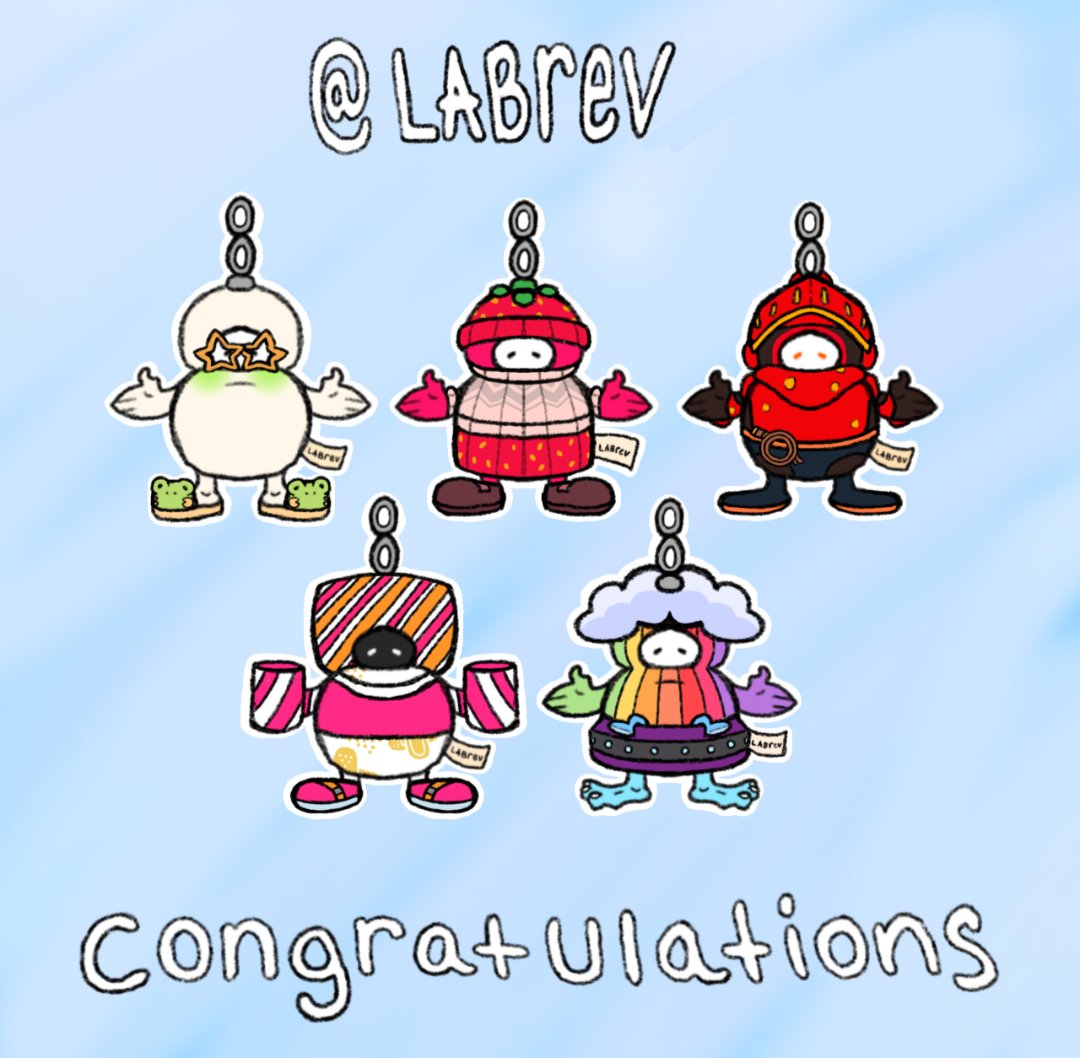 Labrev (@labrevv) on Twitter photo Congratulations to <a href="/BryelManu/">★</a> <a href="/_Test123_/">🍓Test123🜲</a> <a href="/xzcraftp/">XzCraftP 卡屁</a> <a href="/Mr_Big_Yeetus/">yeety | taking a short break</a> and <a href="/bloxthecool/">Bloxthecool aka SapphireHam 🇵🇸 🇵🇰</a> 🎉
Here's your keychain beans 🎊
#FallGuys Congratulations to <a href="/BryelManu/">★</a> <a href="/_Test123_/">🍓Test123🜲</a> <a href="/xzcraftp/">XzCraftP 卡屁</a> <a href="/Mr_Big_Yeetus/">yeety | taking a short break</a> and <a href="/bloxthecool/">Bloxthecool aka SapphireHam 🇵🇸 🇵🇰</a> 🎉
Here's your keychain beans 🎊
#FallGuys