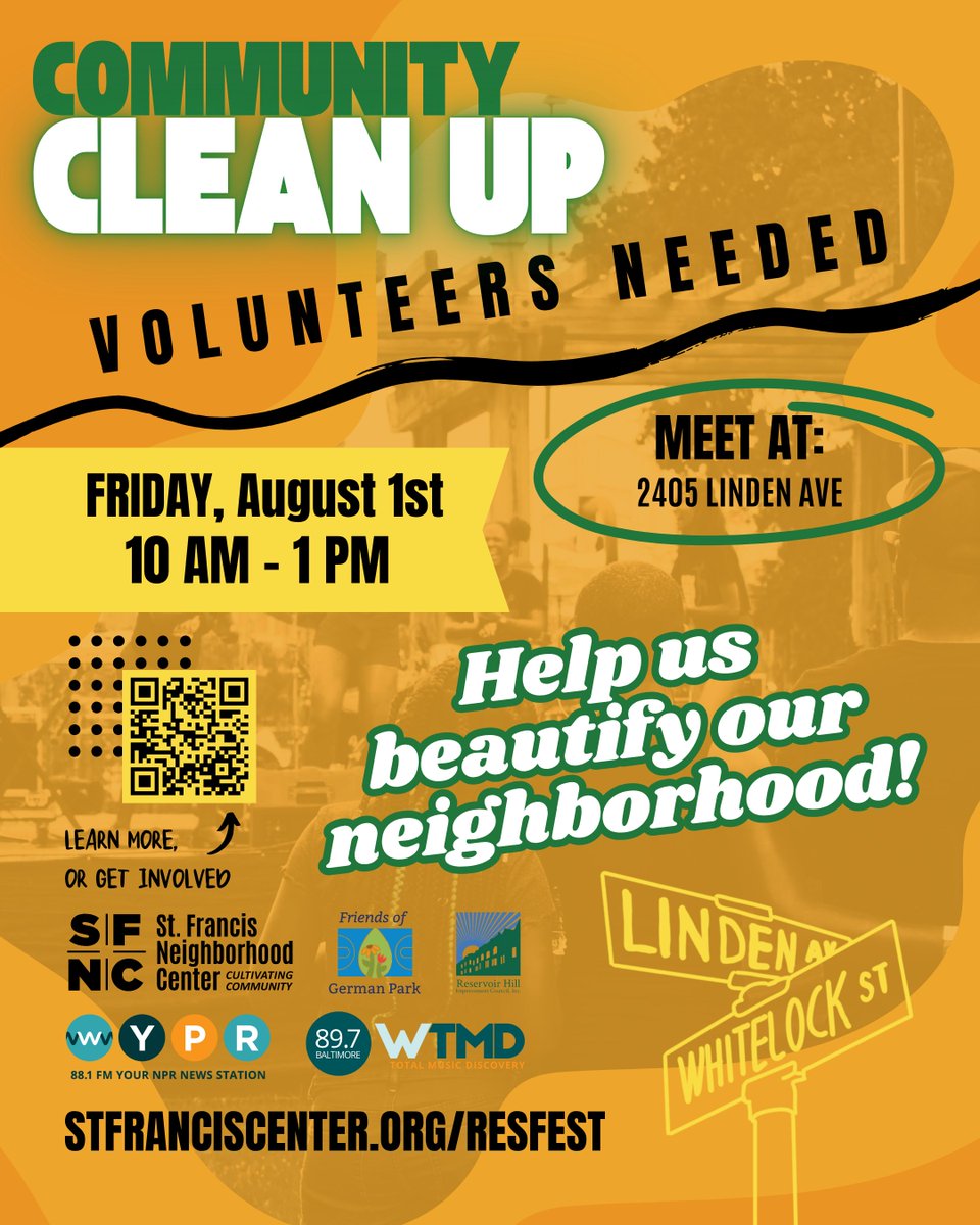 Help us beautify our neighborhood for SFNC's 20th Annual Resfest! Join us this Friday, August 1st, from 10 AM - 1 PM at 2405 Linden Ave for our Community Clean Up. We’re cleaning up German Park and the surrounding areas. 

Learn more at stfranciscenter.org/resfest!