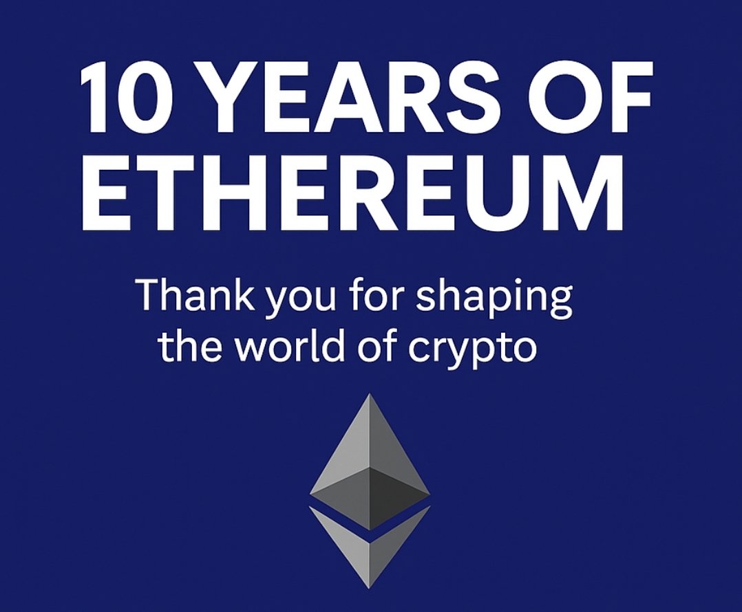 🧵 10 Years of <a href="/ethereum/">Ethereum</a> and the Movement It Sparked

Ethereum turns 10 today.
It didn’t just launch a blockchain — it launched a revolution.
Here’s how $ETH changed the world… and how <a href="/cosmos/">Cosmos - The Interchain ⚛️</a> now carries the torch. 👇