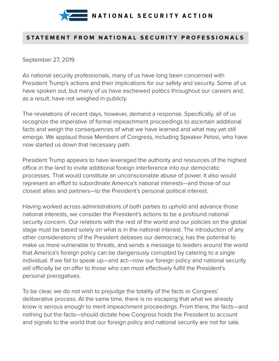 EXCLUSIVE:

🚨 Dozens of anti-Trump officials from the CIA and NSC who signed a 2019 national security letter condemning President Trump, which accused him of being a national security threat still have their security clearances, and some of these people still work in the 2nd