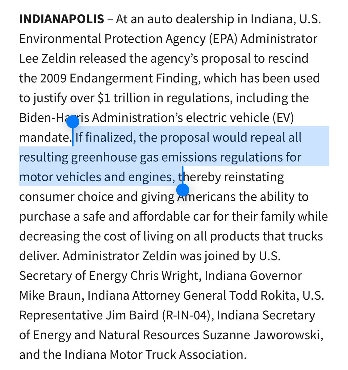 The EPA is looking to revoke ALL gas emission regulations for vehicles. 

We’ve had regulations since 1970 when the Clean Air Act was passed. 

While I agree with less regulations, let’s not forget the role of this agency. EPA stands for Environmental Protection Agency. Can