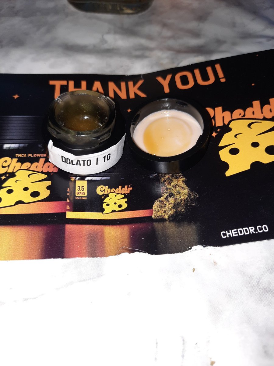 Cportmerch's tweet photo. https://t.co/fN7zsgimqX
Adult Use Only 21+ ⚠️ 📢 
Thank you, Cheddr 🧀 
710 Giveaway Prize: Dolato Badder 🔥 #Cheddr
Very clean terp profile and Smooth smoke 💨 
Indica Dominant 💪 
Relaxing effects and Good Vibes 
3rd Party Lab Tested w/ COAs 🇺🇸 
Fast fulfillment and shipping 📫