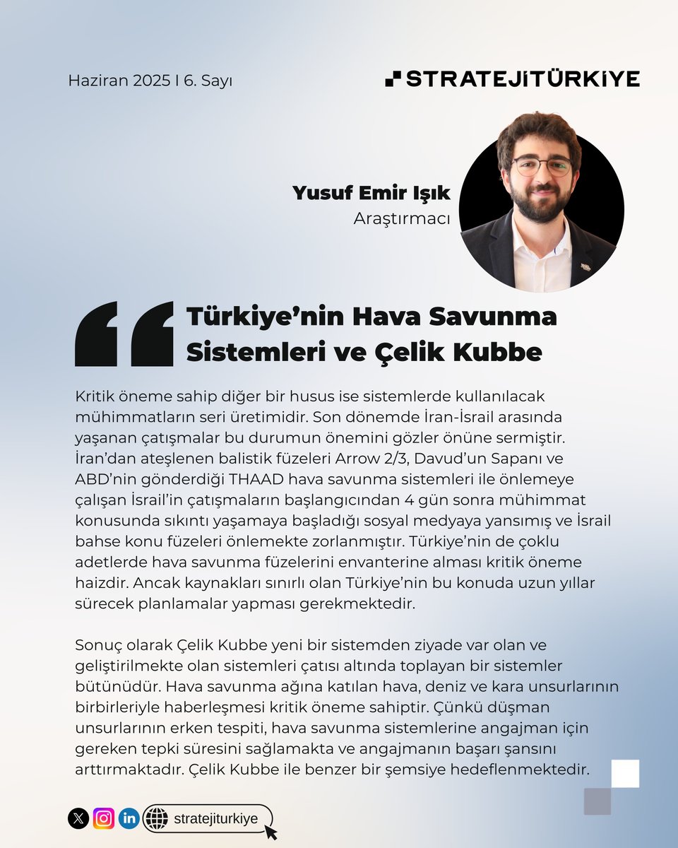 STRATEJİ TÜRKİYE (@stratejiturkiye) on Twitter photo "Türkiye’nin Hava Savunma Sistemleri ve Çelik Kubbe"
🖊️ Yusuf Emir Işık (<a href="/josephhemir/">Yusuf Emir Işık</a>), kaleme aldı.
stratejiturkiye.com/analiz/turkiye… "Türkiye’nin Hava Savunma Sistemleri ve Çelik Kubbe"
🖊️ Yusuf Emir Işık (<a href="/josephhemir/">Yusuf Emir Işık</a>), kaleme aldı.
stratejiturkiye.com/analiz/turkiye…