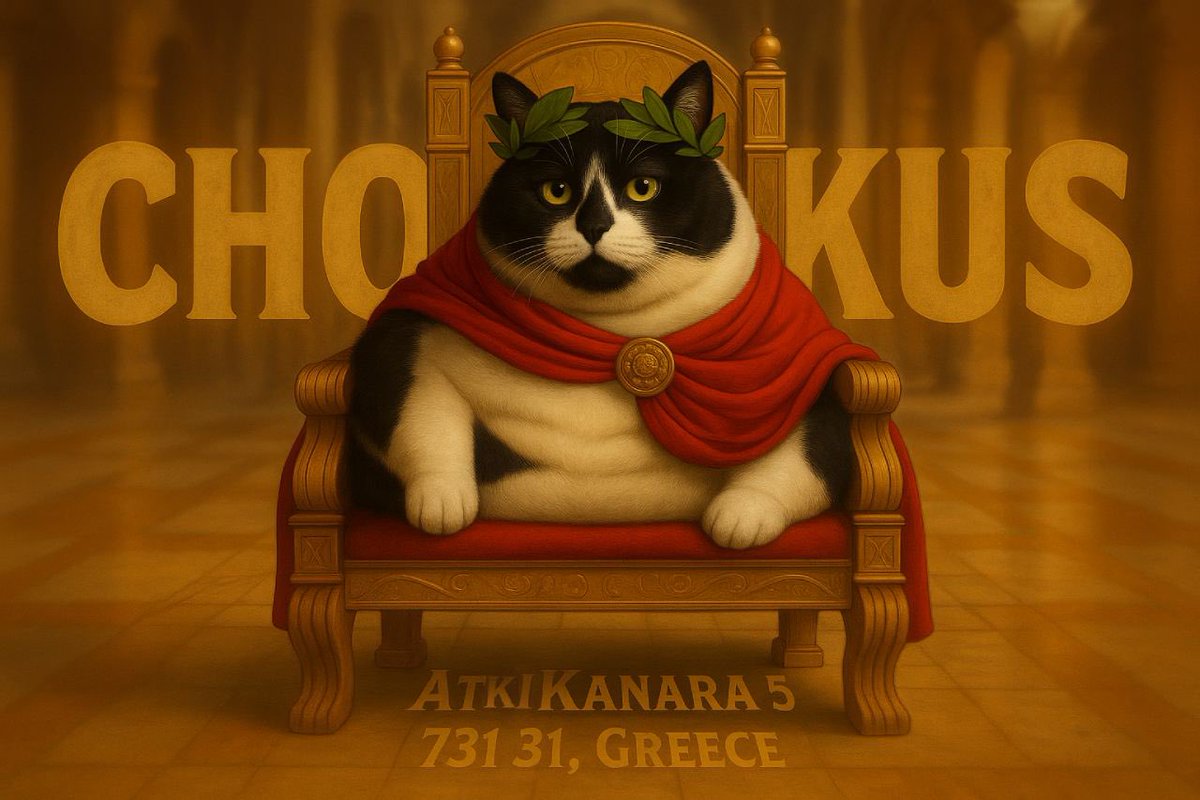 Didier2813's tweet photo. The king of Greece, Chonkus Maximus.

He’s going viral on TikTok, Instagram and world news with millions of views and his own Google maps pin with 5 star reviews.

Tourists going out of their way to visit this majestic feline on the waterfronts of Chania, Greece

#Chonkus stays Chonky.