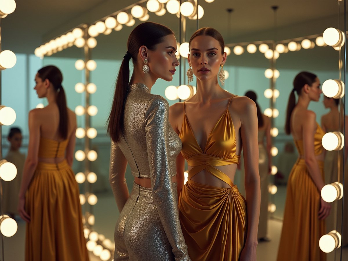 AIFashionChic's tweet image. ✨ Backstage radiance.
Golden hour hits different under the spotlight.
Lights, reflections, runway-ready.
#AIStyle #FashionGlow #AIFashionChic #BackstageGlam