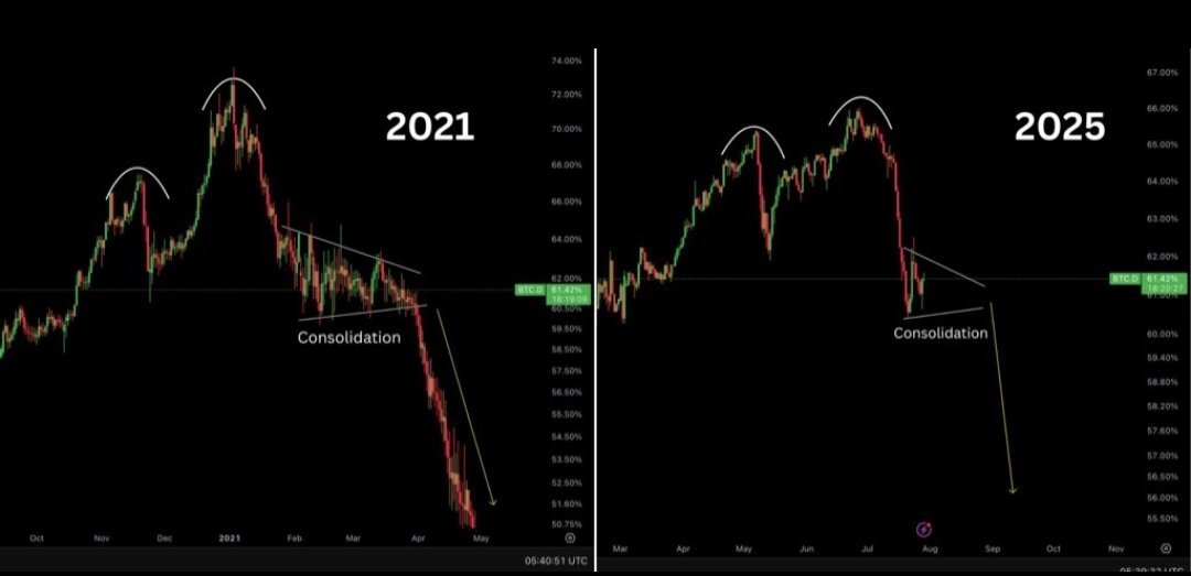 BitWeb3camp's tweet image. THE BITCOIN DOMINANCE IS same concept in 2021

HUGE DUMP IS COMING!