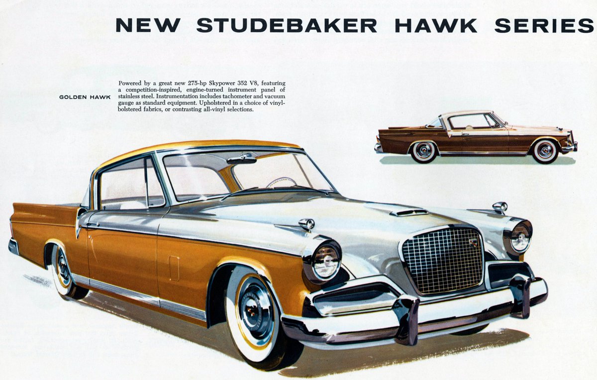 Studebaker advertised their 1956 Hawk models as elegant and powerful. Trumpeting the 275-hp Skypower 352 V8 and stainless-steel instrument panel. Was the styling or performance more impressive?