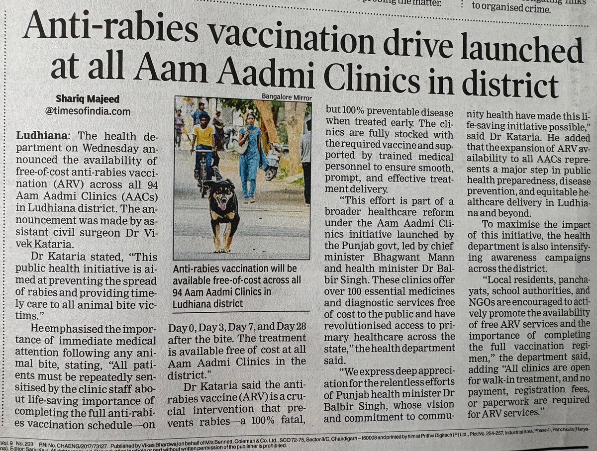 Lacs of children are bitten by #straydogmenace , ❌any action , many dies <a href="/CMOPbIndia/">CMOPb</a> should focus on saving those children Rather treatment <a href="/AAPbalbir/">Dr Balbir Singh</a> ensure immunoglobulins as well ,only #vaccines are eye wash <a href="/TOIIndiaNews/">TOI India</a> #kidsarefuture <a href="/SukhpalKhaira/">Sukhpal Singh Khaira</a> <a href="/PargatSOfficial/">Pargat Singh</a>