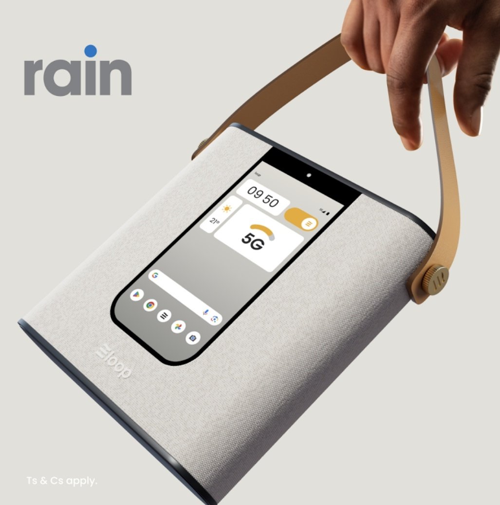 Rain did an amazing product innovation here 

This is a 5G-powered portable WiFi hub, enabling high-speed internet wherever you go.

A smart speaker and music player with streaming capabilities built-in ideal for mobile entertainment.

A hands-free smart camera and video calling