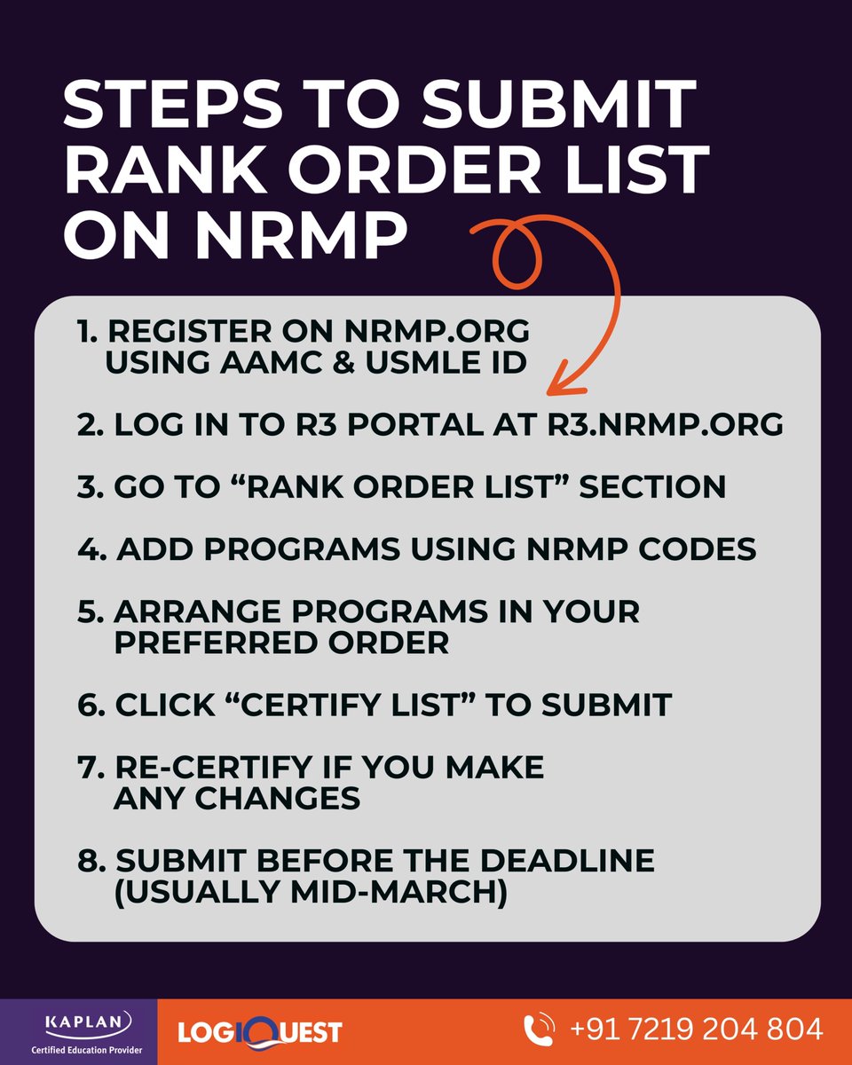 KaplanlogIQuest's tweet photo. 🚨 Don’t miss the NRMP match!
Follow these 8 smart steps to rank right & match strong.
📞 Kaplan Logiquest can help: +917219204804
#USMLE #usmle #usmleprep #usmlestep1 #usmlestep2 #usmlestep3 #USMLEMatch #USMLEPrep #IMGJourney #KaplanMedical #MatchDay #USMLE2025 https://t.co/88oRptvhi1