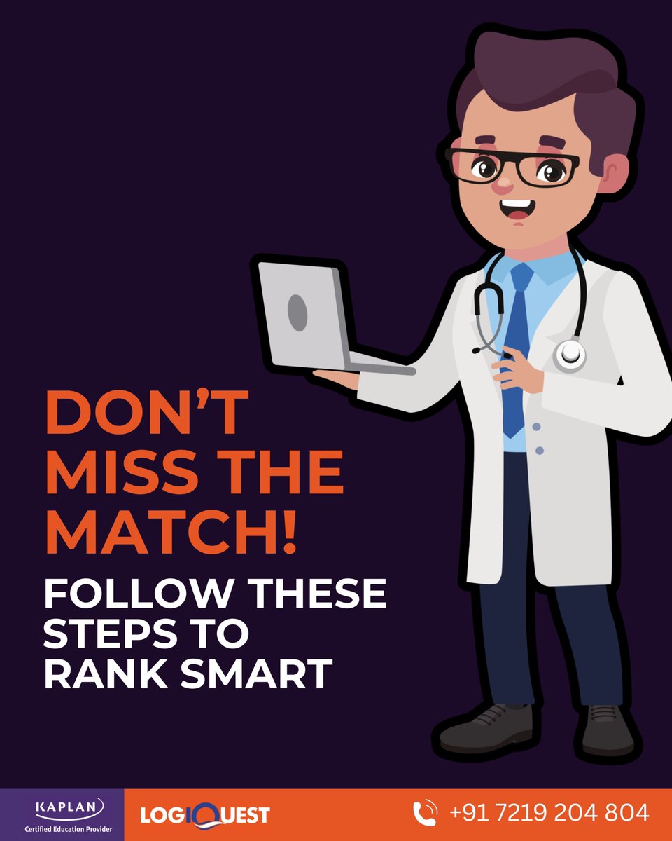 KaplanlogIQuest's tweet photo. 🚨 Don’t miss the NRMP match!
Follow these 8 smart steps to rank right & match strong.
📞 Kaplan Logiquest can help: +917219204804
#USMLE #usmle #usmleprep #usmlestep1 #usmlestep2 #usmlestep3 #USMLEMatch #USMLEPrep #IMGJourney #KaplanMedical #MatchDay #USMLE2025 https://t.co/88oRptvhi1