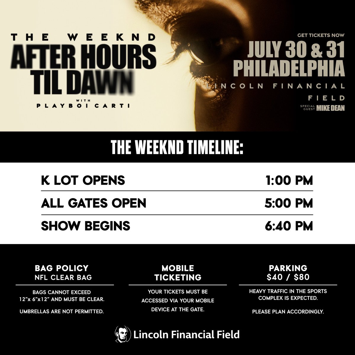The Weeknd is at Lincoln Financial Field tomorrow and Thursday! Here's what you need to know!
