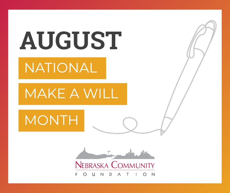 August = National Make-A-Will Month. It’s the perfect time to create or update your will and make a lasting impact on your community. Explore tools &amp; stories: nebcommfound.org

#MakeAWillMonth #LegacyPlanning #NebraskaGiving #ncf #nebcommfound