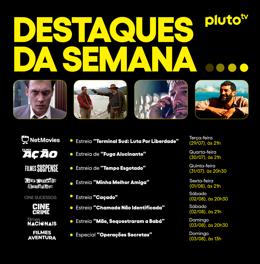 Receita para uma semana de cinema em casa 📝: pegue a ação de "Fuga Alucinante" 💥, misture com a comédia de "Dickie Roberts" 😂 e coloque a trilha sonora dos "10's Hits" 🎶 pra tocar bem alto! O melhor é que todos os ingredientes são por nossa conta: DE GRAÇA!