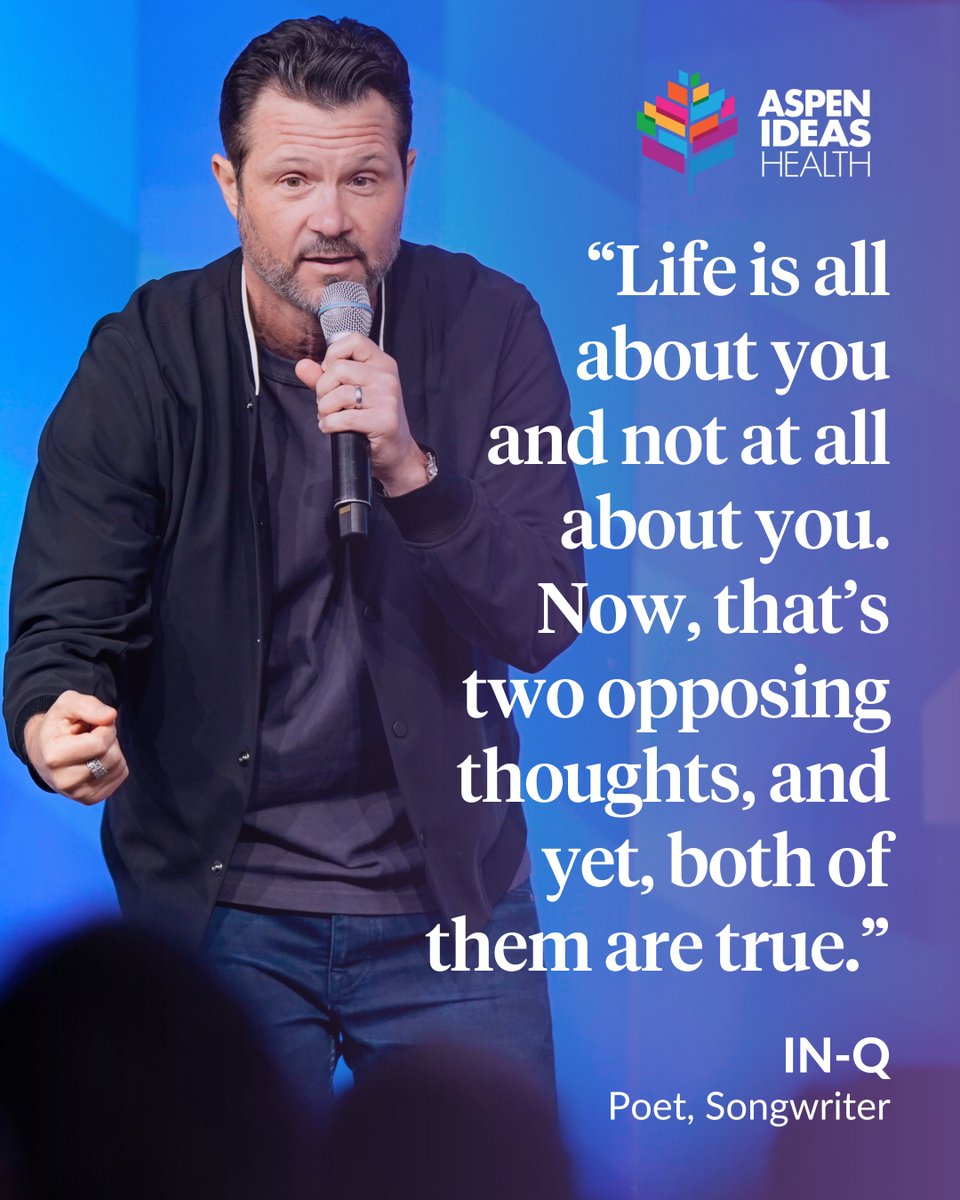 “Starve your pain, find your ego. Starve your ego, find your beast. Starve your beast, find your truth. Find your truth, find your peace.”

Emmy-nominated poet IN-Q (<a href="/INQLIFE/">IN-Q</a>)  closed #AspenIdeasHealth with a powerful reminder: Art gives us a language for healing. His