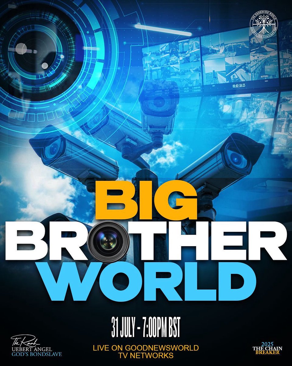 Big Brother World🎥

This Thursday with The Ra’ah, Prophet Uebert Angel at 7PM BST—LIVE on all GoodNewsWorld TV Networks🙏

#Surveillance #BigBrother #Privacy