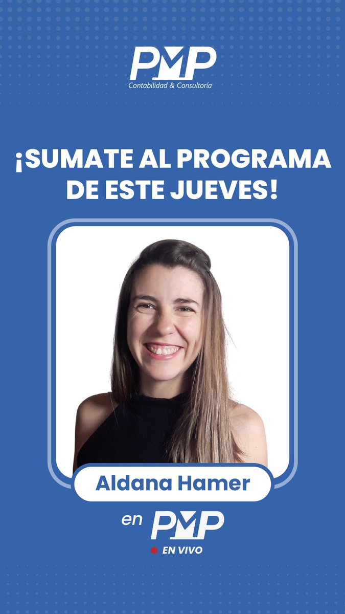PMP Estudio (@pmpestudio) on Twitter photo #PMPenvivo con una invitada especial
Recibimos a Aldana Hamer, martillera y corredora de comercio. Educadora financiera y autora del libro "Stop! Mujeres invirtiendo".
Te esperamos este jueves 31/07 a partir de las 11h por nuestros canales de #iglive y #YouTube <a href="/pmpestudio/">PMP Estudio</a> #PMPenvivo con una invitada especial
Recibimos a Aldana Hamer, martillera y corredora de comercio. Educadora financiera y autora del libro "Stop! Mujeres invirtiendo".
Te esperamos este jueves 31/07 a partir de las 11h por nuestros canales de #iglive y #YouTube <a href="/pmpestudio/">PMP Estudio</a>