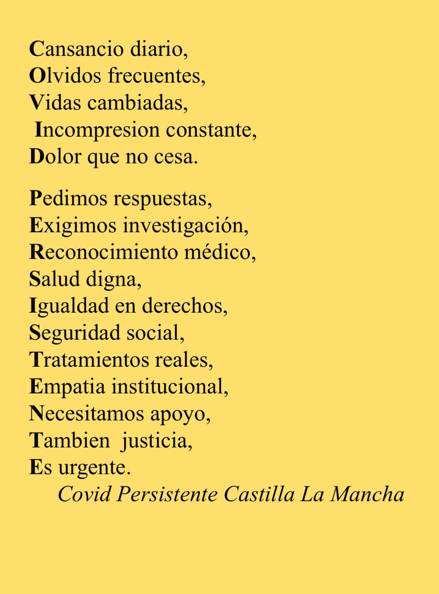 covidpersistenteclm (@covidpersisten) on Twitter photo “COVID persistente: no es fatiga, es abandono. Exigimos atención, derechos y soluciones ya.”
#covidpersistente
<a href="/sanidadgob/">Ministerio de Sanidad</a>
<a href="/Monica_Garcia_G/">Mónica García</a> “COVID persistente: no es fatiga, es abandono. Exigimos atención, derechos y soluciones ya.”
#covidpersistente
<a href="/sanidadgob/">Ministerio de Sanidad</a>
<a href="/Monica_Garcia_G/">Mónica García</a>
