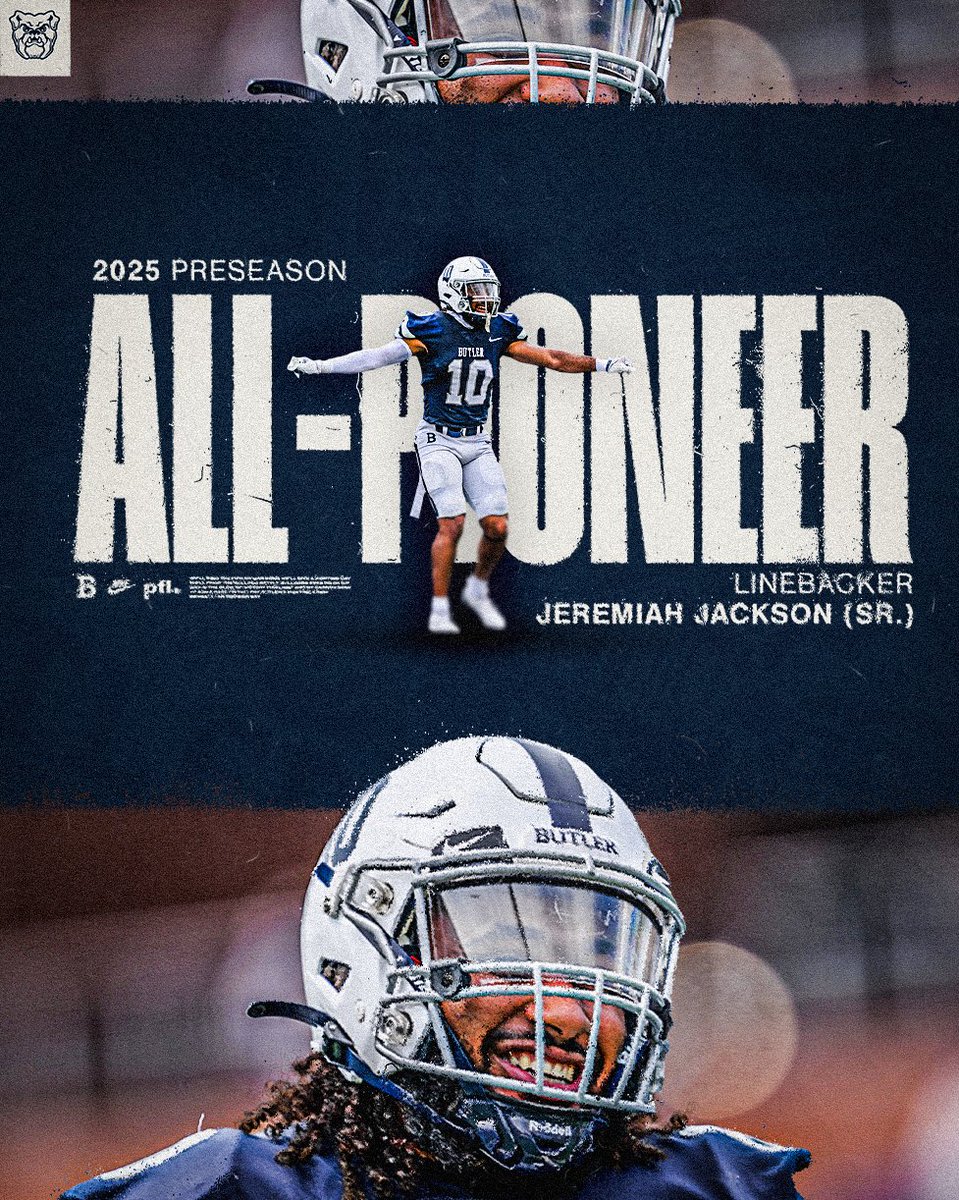 Butler Football (@butlerufootball) on Twitter photo Our very own <a href="/jay_jackson_10/">Jeremiah Jackson</a> earned a spot on the 2025 Preseason All-PFL Team!
🔗 bit.ly/4oclpVW Our very own <a href="/jay_jackson_10/">Jeremiah Jackson</a> earned a spot on the 2025 Preseason All-PFL Team!
🔗 bit.ly/4oclpVW