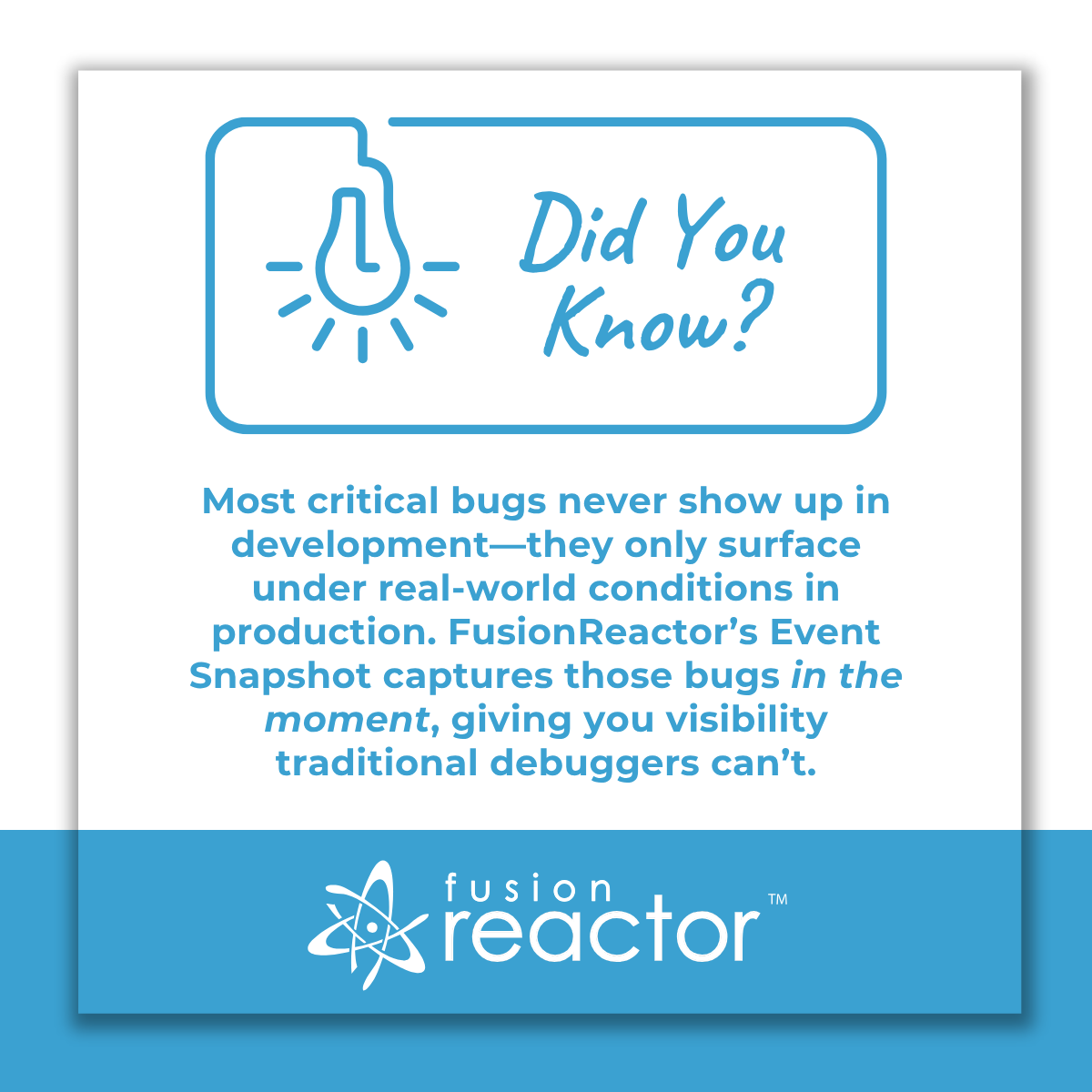Catching production-only bugs? 🕵️‍♀️ FusionReactor's Event Snapshot captures critical info at the exact moment of an error – no downtime needed! Get real-time insights &amp; faster fixes. Learn more: bit.ly/3H8nAJt #Debugging #FusionReactor #LiveSystem #DevLife #TechTips
