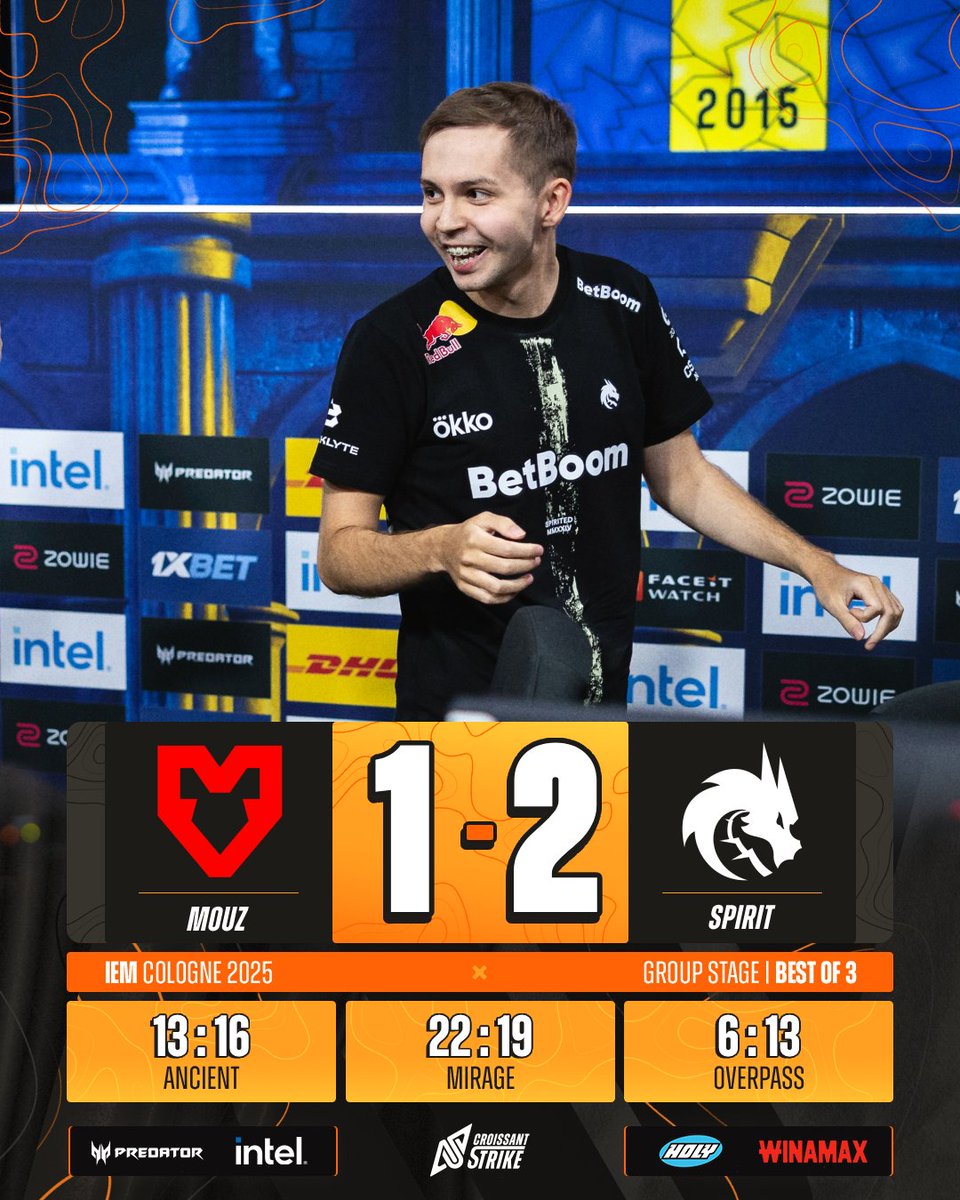 Croissant Strike (@croissantstrike) on Twitter photo ÇA A ÉTÉ LONG MAIS ÇA PASSE !
Avec 4 overtimes sur le match, 🇷🇺 Spirit se défait non sans mal de 🇪🇺 MOUZ. Ces derniers tombent donc en quart dans la partie de l'arbre de 🇪🇺 <a href="/TeamVitalityCS/">Team Vitality CS</a> tandis que les Russes iront directement en dem-finales. ÇA A ÉTÉ LONG MAIS ÇA PASSE !
Avec 4 overtimes sur le match, 🇷🇺 Spirit se défait non sans mal de 🇪🇺 MOUZ. Ces derniers tombent donc en quart dans la partie de l'arbre de 🇪🇺 <a href="/TeamVitalityCS/">Team Vitality CS</a> tandis que les Russes iront directement en dem-finales.