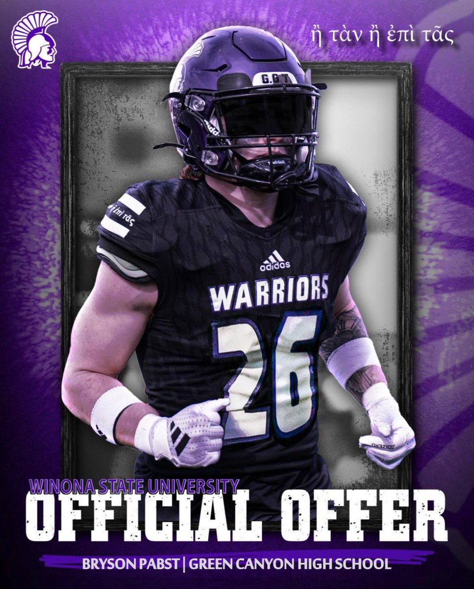 Bryson Pabst (@brysonpabst0) on Twitter photo Blessed to recieve my first Offer From Winona State, Go Warriors!!!🟪⬛️
<a href="/CoachNixonH/">Nixon Heggie</a>
<a href="/Coach_Spencer11/">Spencer Erickson</a> Blessed to recieve my first Offer From Winona State, Go Warriors!!!🟪⬛️
<a href="/CoachNixonH/">Nixon Heggie</a>
<a href="/Coach_Spencer11/">Spencer Erickson</a>