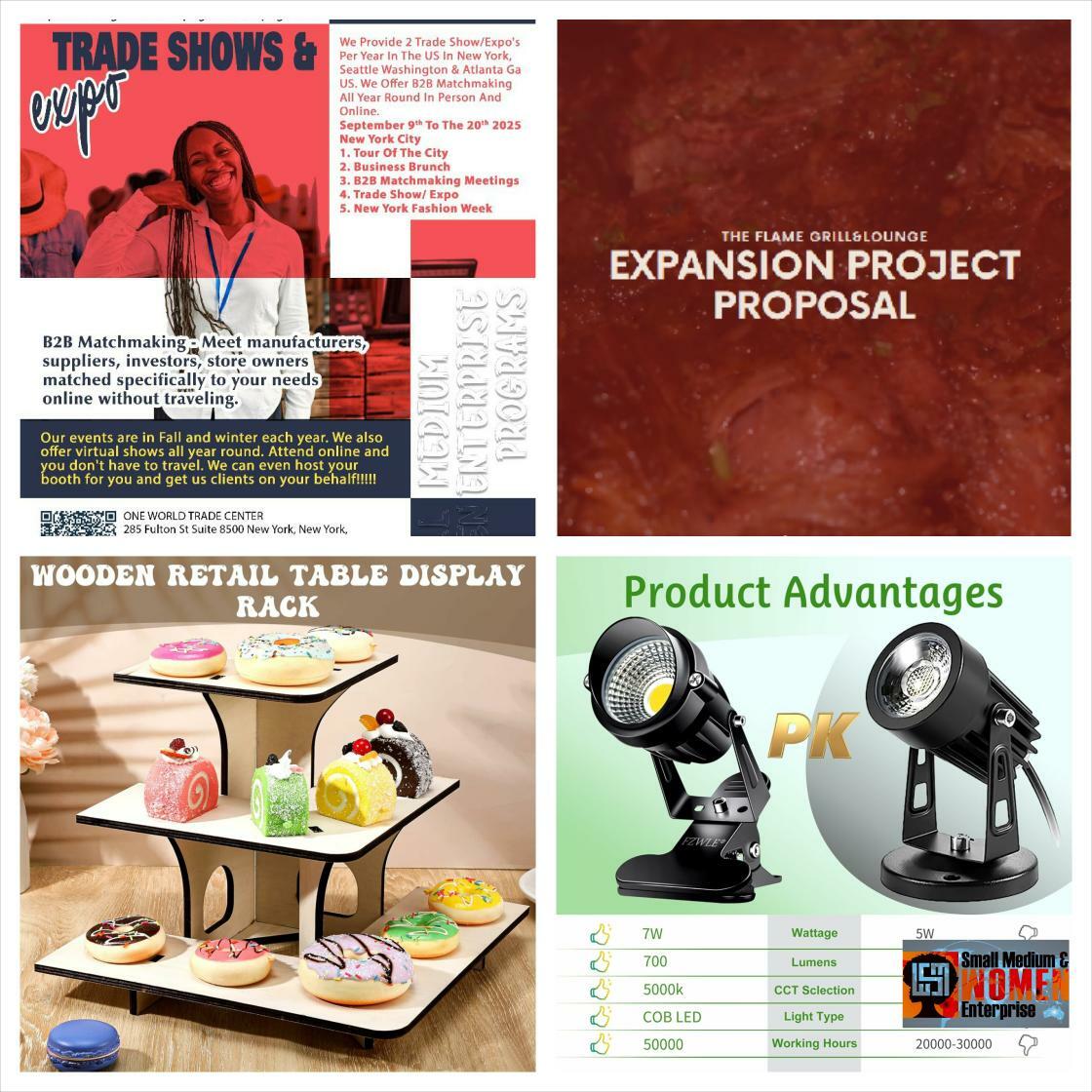 UfumbuziSolutio's tweet image. Elevate your display game with our versatile 3 Tier Retail Table Stand, bright up with FZWLE Spot Lights, and showcase your brand at The Flame Grill &amp;amp; Lounge. Perfect for any event! #RetailDisplay #TradeShow

Shop Now smweglobal.com