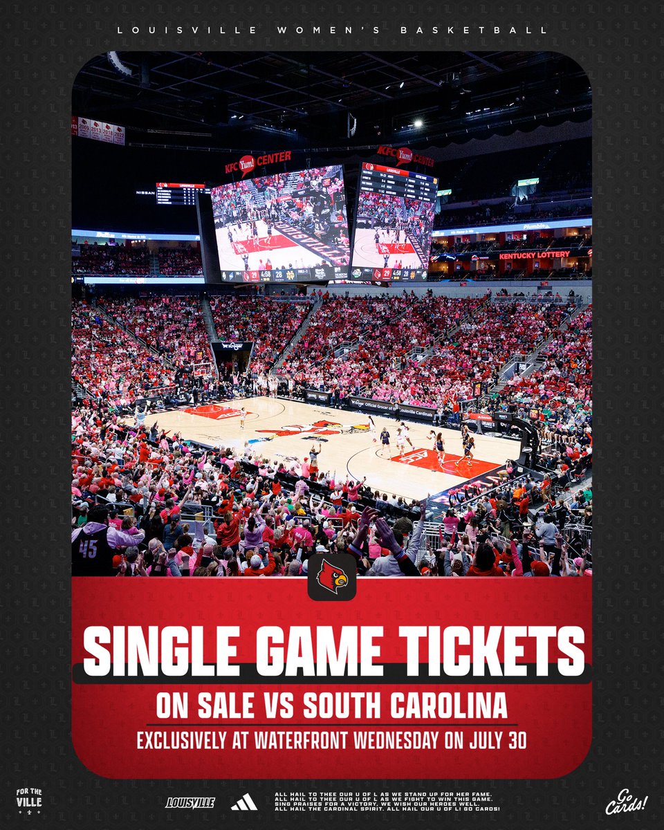 Swing by the <a href="/GoCards/">Louisville Athletics</a> tent at Waterfront Wednesday tomorrow from 5–9 PM for an exclusive South Carolina single-game ticket presale!

#GoCards