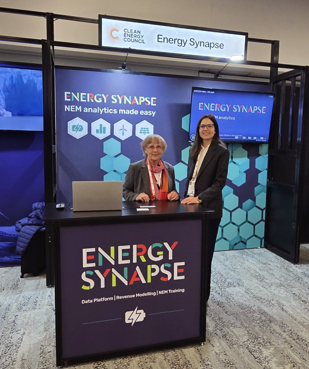 Day 2 at the Australian Clean Energy Summit is on!

<a href="/MaryeHendriks/">Mary</a> and I are on the <a href="/EnergySynapse/">Energy Synapse</a> booth. Come say hello and learn how we can help with revenue modelling, NEM analytics and NEM training.

We have upcoming training dates for "Electricity Industry Fundamentals" and